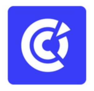 Client accompagné — monogramme blanc sur fond bleu